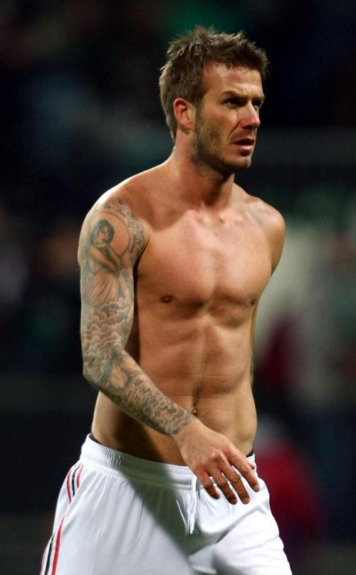 David Beckham Tattooed And Shirtless