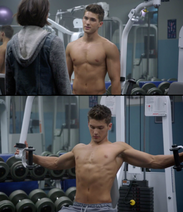 Here’s Cody Christian shirtless and pumping iron on Teen Wolf. 
