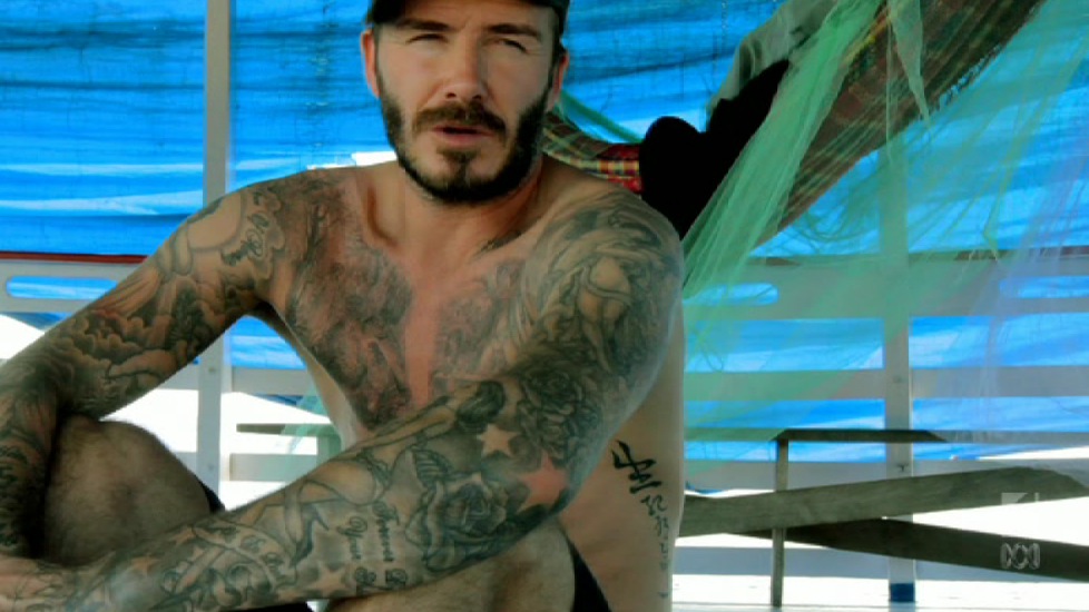 David Beckham Bare Chested in David Beckham Into The Unknown